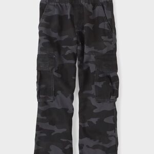 Boys Pull On Cargo Pants - black camo